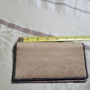 Coach Tan Signature Continental Wallet with Brown Trim